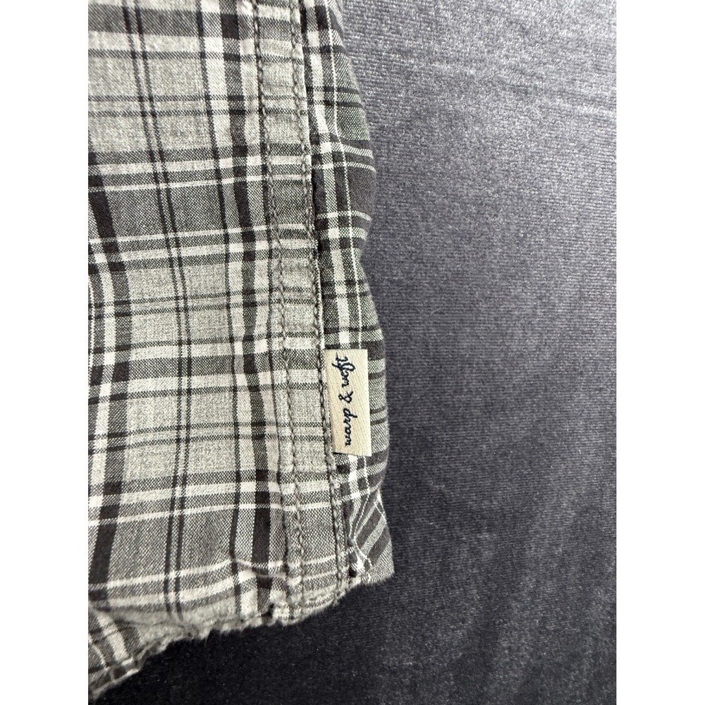 Warp & Weft Mens Grey Plaid Long Sleeve Button Down Cotton Shirt Size L - Picture 3 of 10